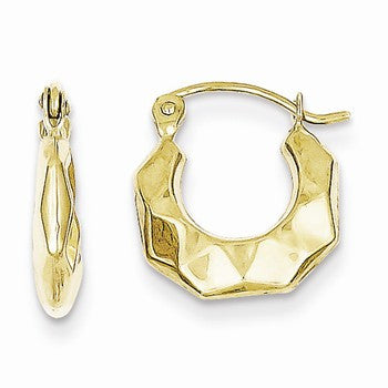 10k Yellow Gold Fancy Small Hoop Earrings