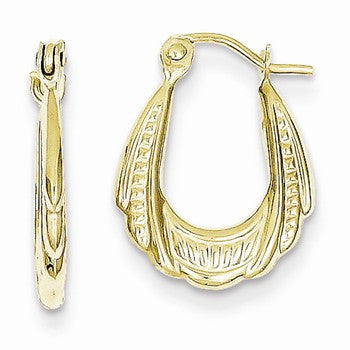 10k Yellow Gold Fancy Small Hoop Earrings
