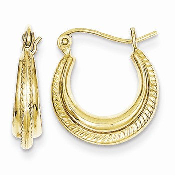 10k Yellow Gold Fancy Small Hoop Earrings