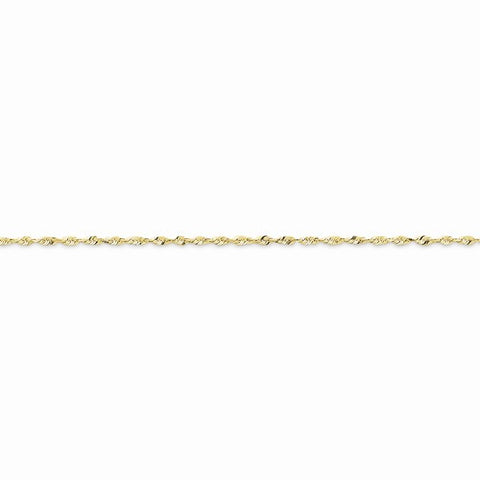 10K Yellow Gold Diamond-Cut Extra-Lite Rope Chain Anklet