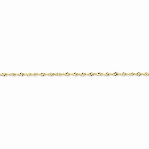 10K Yellow Gold Diamond-Cut Extra-Lite Rope Chain Anklet