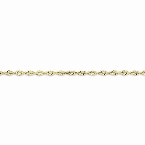 10K Yellow Gold Diamond-Cut Extra-Lite Rope Chain Bracelet