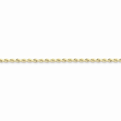 10K Yellow Gold Hand Made Diamond-Cut Rope Chain Bracelet