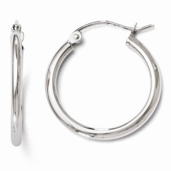 10k White Gold Polished Hinged Hoop Earrings