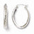 10k White Gold Diamond-cut Oval Hinged Hoop Earrings