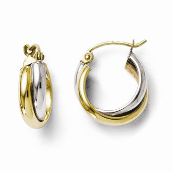 10k Two-Tone Polished Hinged Hoop Earrings