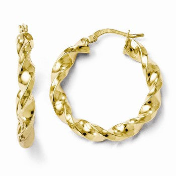 10k Yellow Gold Polished Twisted Hinged Hoop Earrings