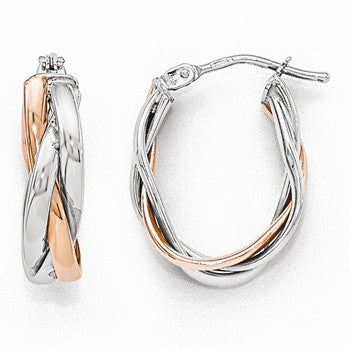 10k White Gold Rose Rhodium-plated Hoop Earrings