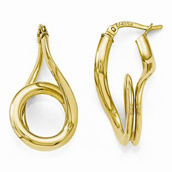 10k Yellow Gold Polished Fancy Hinged Hoop Earrings
