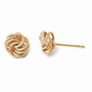 10K Rose Gold Polished & Texured Post Earrings