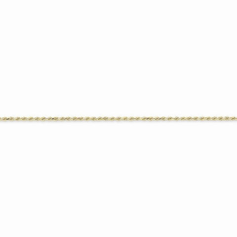 10K Yellow Gold Machine Made Diamond-Cut Rope Chain Anklet
