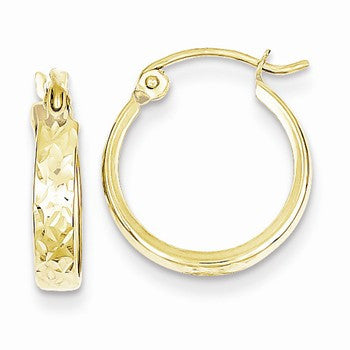 10k Yellow Gold Diamond-cut Square Tube Hoop Earrings
