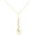 10K Two-Tone Neck Bead + Open Double Heart Drop- Adjustable, 18 inch, Chains and Necklace