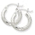 10k White Gold Satin Diamond-cut 3mm Round Hoop Earrings