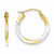10K Yellow Gold with Rhodium Diamond-cut 2.5x20mm Hoop Earrings