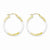 10K Yellow Gold with Rhodium Diamond-cut 2.5x20mm Hoop Earrings