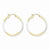 10K Yellow Gold with Rhodium Diamond-cut 2.5x20mm Hoop Earrings