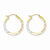 10K Gold with White & Rose Rhodium Diamond-cut 2.5x25mm Hoop Earrings