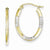 10K Yellow Gold Rhodium Plated Diamond-cut Oval Hoop Earrings