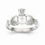 10k White Gold Polished Claddagh Ring