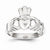 10k White Gold Polished Claddagh Ring