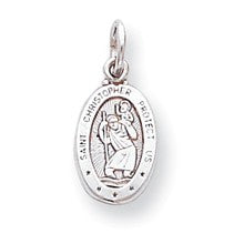 10k White Gold ST. CHRISTOPHER MEDAL Charm hide-image