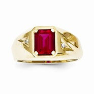 10k Yellow Gold Ruby & Diamond Men's Ring