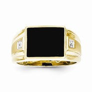 10k Yellow Gold Men's Diamond and Black Onyx Ring