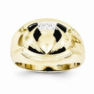 10k Yellow Gold Men's Diamond and Black Onyx Claddagh Ring
