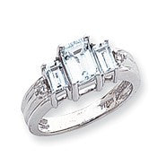 10k White Gold Aquamarine & Diamond Ring