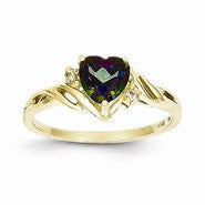 10k Yellow Gold Heart Mystic Fire Topaz & Diamond Ring