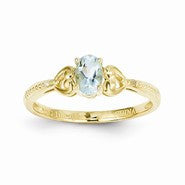 10k Yellow Gold Aquamarine Diamond Ring