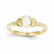 10k Yellow Gold Genuine Opal Diamond Ring