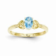 10k Yellow Gold Light Swiss Blue Topaz Diamond Ring