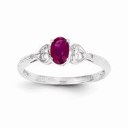 10k White Gold Genuine Ruby Diamond Ring