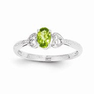 10k White Gold Peridot Diamond Ring