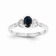 10k White Gold Genuine Sapphire Diamond Ring