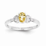 10k White Gold Citrine Diamond Ring