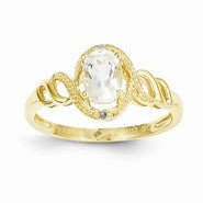 10k Yellow Gold White Topaz Diamond Ring