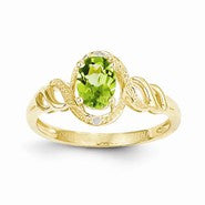 10k Yellow Gold Peridot Diamond Ring