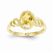 10k Yellow Gold Citrine Diamond Ring