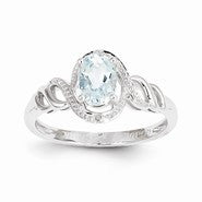 10k White Gold Aquamarine Diamond Ring