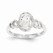 10k White Gold White Topaz Diamond Ring