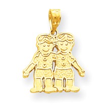 10k Yellow Gold Solid Two Boys Charm hide-image