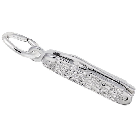 Knife Charm In 14K White Gold