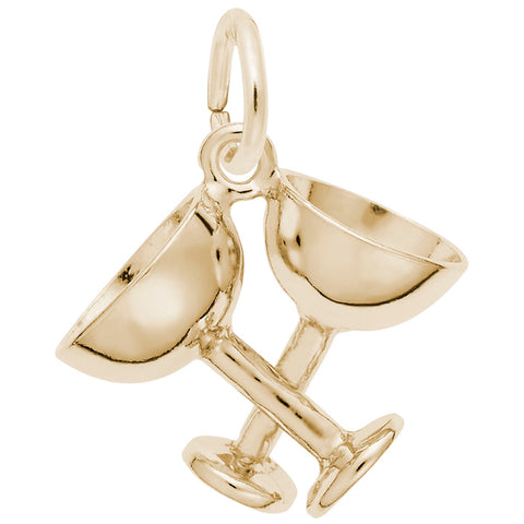 Champagne Glasses Charm In Yellow Gold