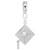 Graduation Cap Charm Dangle Bead In Sterling Silver