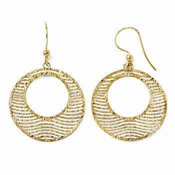 14k Yellow Gold Dangle Shephred Hook Earrings