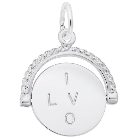 I Love You Spinner Charm In 14K White Gold