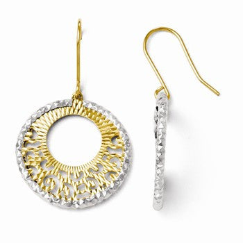 14k Two-tone Dangle Shpherd Hook Earrings